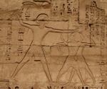 Ramses III holding the enemies. Relief from his funerary temple of Medinet Habu. XIX Dynasty. Photo: Mª Rosa Valdesogo Martín.