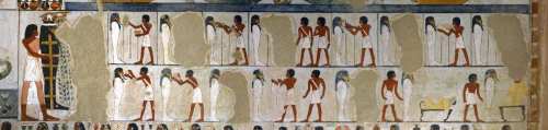 Opening of the Mouth ceremony from the tomb of Menna in Gourna. XVIII Dynasty. Photo: www.osirisnet.net